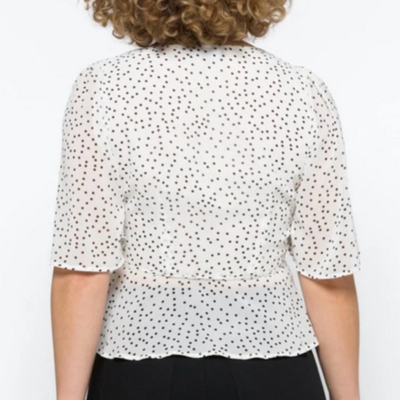 Lulus Destini Polka Dot Wrap Blouse Size Medium NWT - Picture 2 of 11